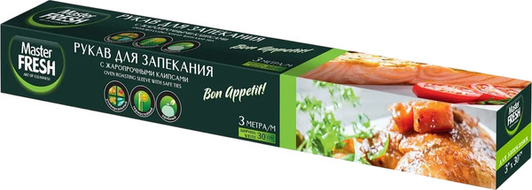 Изображение товара Рукав для запекания Master Fresh С жаропрочными клипсами 3м