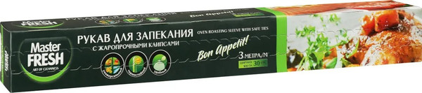 Изображение товара Рукав для запекания Master Fresh С жаропрочными клипсами 3м