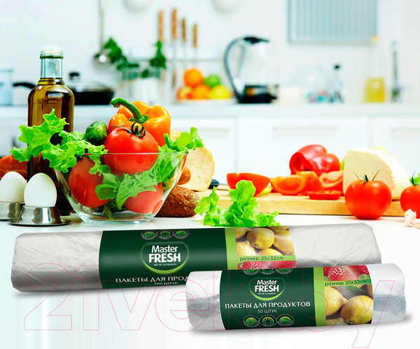 Изображение товара Пакеты фасовочные Master Fresh Для продуктов (100шт)