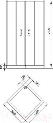 Изображение товара Душевой уголок Aquanet Alfa Cube 100x100 / NAA1142 (прозрачное стекло)