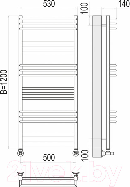 Изображение товара Полотенцесушитель водяной Terminus Кельн П18 500x1200