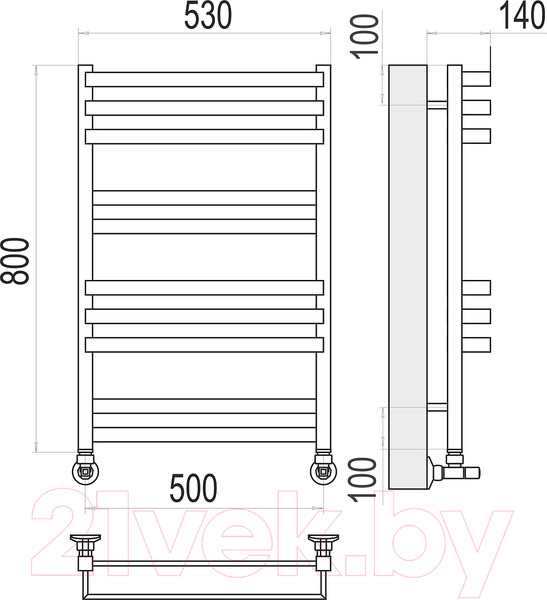 Изображение товара Полотенцесушитель водяной Terminus Линц П10 500x800