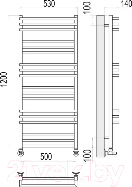 Изображение товара Полотенцесушитель водяной Terminus Нойс П18 500x1200