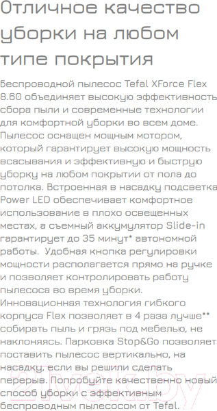 Изображение товара Вертикальный пылесос Tefal TY9639WO