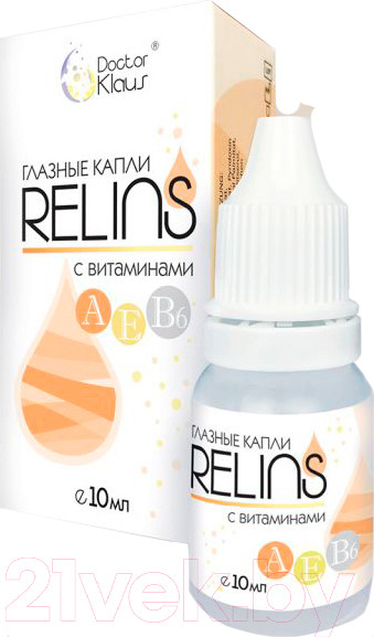 Изображение товара Капли для глаз Relins С витаминами А Е В6 (10мл)