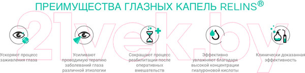Изображение товара Капли для глаз Relins С декспантенолом 2% и гилуароновой кистолотой 0.15% (10мл)