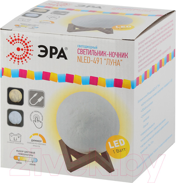 Изображение товара Ночник ЭРА NLED-491-1W-W (белый)