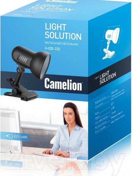 Изображение товара Настольная лампа Camelion Н-035 C02 / 7197 (черный)