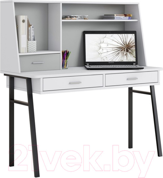 Изображение товара Письменный стол Polini Kids Aviv 1455 (белый/белый/серый)