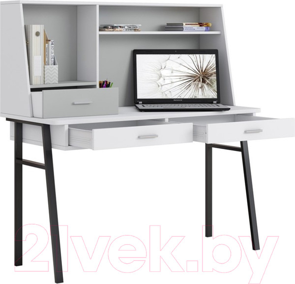 Изображение товара Письменный стол Polini Kids Aviv 1455 (белый/белый/серый)