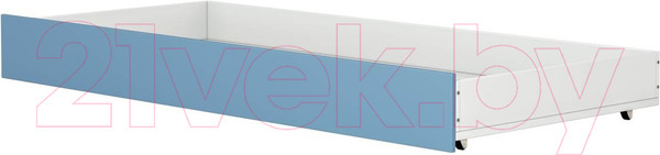 Изображение товара Односпальная кровать Polini Kids Mirum 1915 c ящиком (белый/голубой)