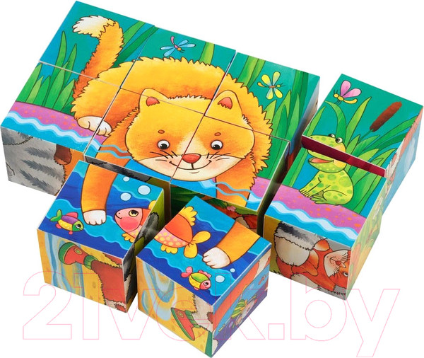 Изображение товара Развивающая игра Айрис-пресс Умные кубики. Фигурные 10 шт. Веселые котики