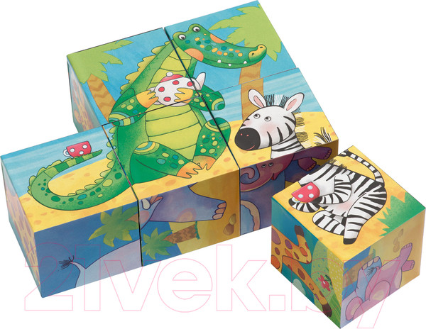 Изображение товара Развивающая игра Айрис-пресс Умные кубики. Фигурные 6 шт. Вот какая Африка!