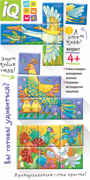 Изображение товара Развивающая игра Айрис-пресс Умные кубики. Фигурные 6 шт. Вот какие птички! / 9785811271177