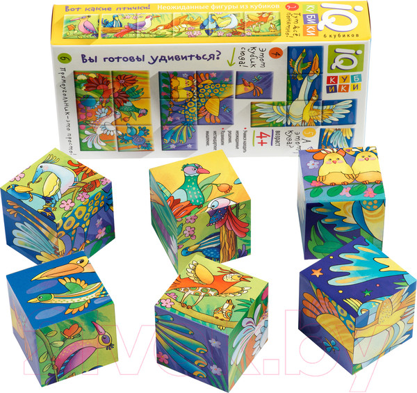 Изображение товара Развивающая игра Айрис-пресс Умные кубики. Фигурные 6 шт. Вот какие птички! / 9785811271177