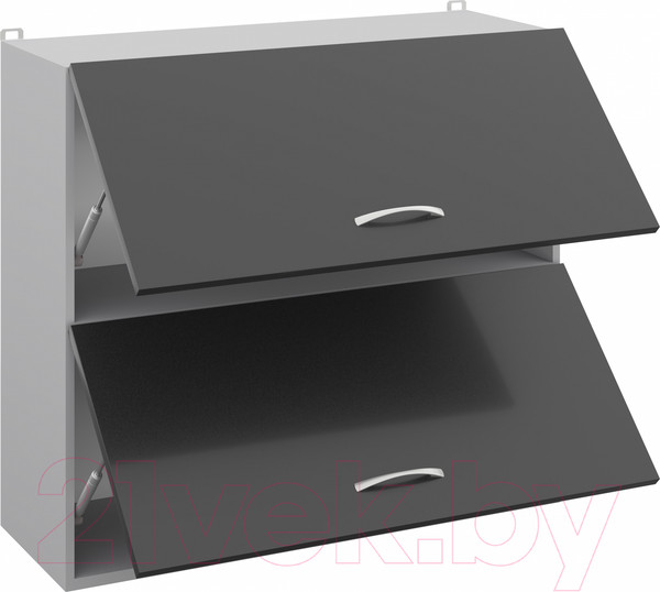 Изображение товара Шкаф навесной для кухни Кортекс-мебель Корнелия Лира ВШ80-2г (черный)