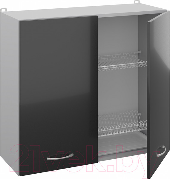 Изображение товара Шкаф навесной для кухни Кортекс-мебель Корнелия Лира ВШ80с (черный)