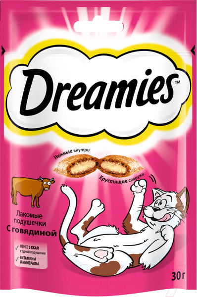 Изображение товара Лакомство для кошек Dreamies С говядиной (30г)