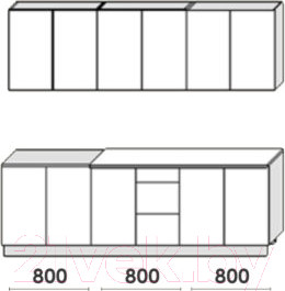 Изображение товара Кухонный гарнитур Артём-Мебель Оля СН-114 без стекла ДСП 2.4м (сосна лофт белая)