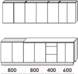 Изображение товара Кухонный гарнитур Артём-Мебель Оля СН-114 без стекла ДСП 2.6м (сосна лофт белая)