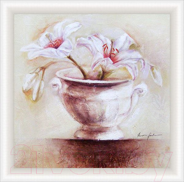 Изображение товара Картина Декарт Белые цветы 8Л0758 (в раме)