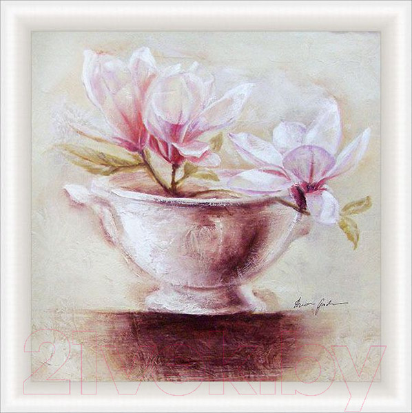 Изображение товара Картина Декарт Белые цветы в вазе 8Л0757 (в раме)