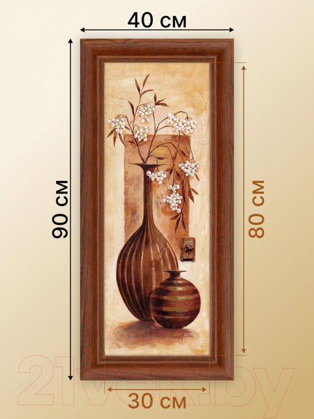 Изображение товара Картина Декарт Вазы с белыми цветочками 8Л2277 (в раме)