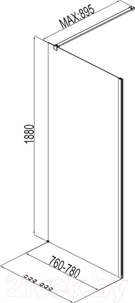 Изображение товара Душевая стенка Aquanet Cinetic 80 / AE12-F-80H190U-CT (прозрачное стекло)