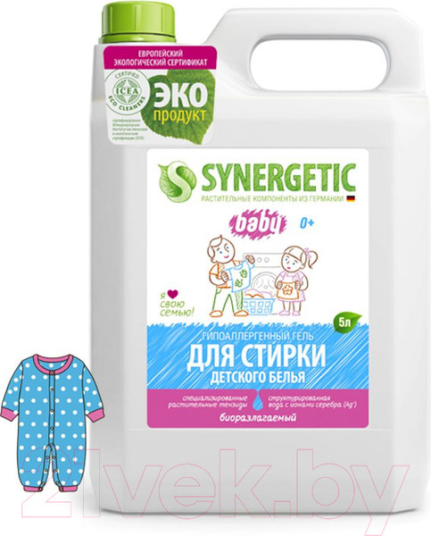 Изображение товара Гель для стирки Synergetic Биоразлагаемый для детского белья (5л)