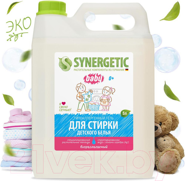 Изображение товара Гель для стирки Synergetic Биоразлагаемый для детского белья (5л)