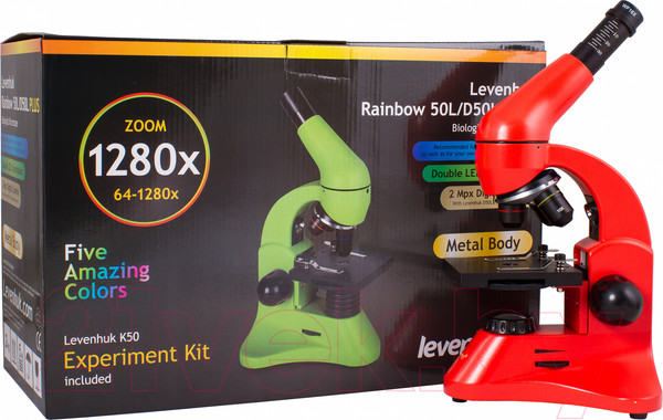 Изображение товара Микроскоп оптический Levenhuk Rainbow 50L Plus / 69055 (Orange)