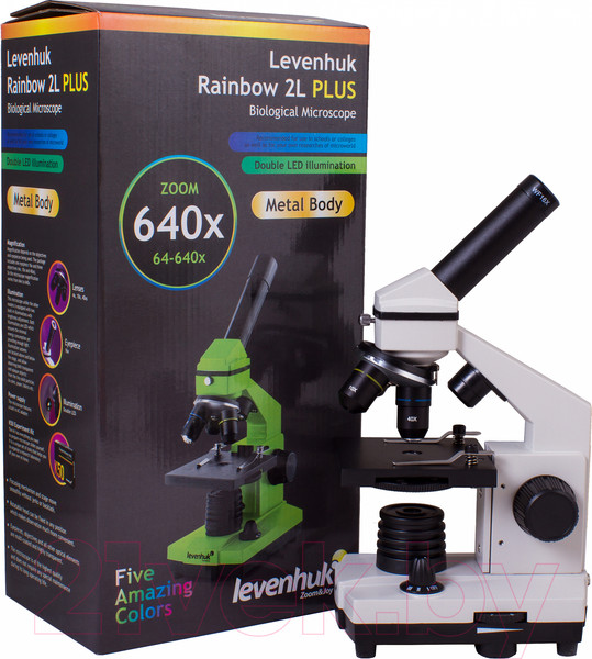 Изображение товара Микроскоп оптический Levenhuk Rainbow 2L Plus / 69041 (Moonstone)
