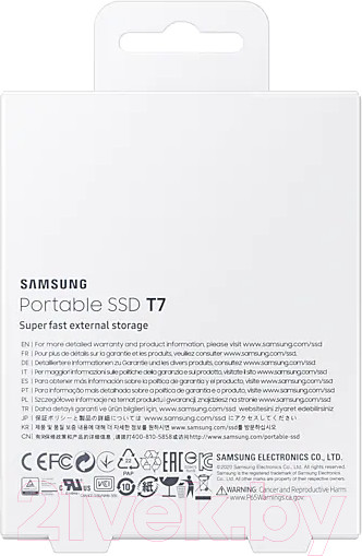Изображение товара Внешний жесткий диск Samsung T7 1TB (MU-PC1T0H/WW)