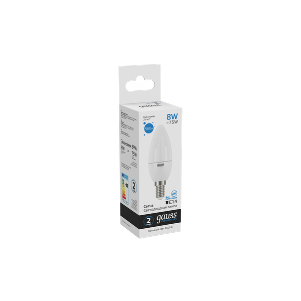 Изображение товара Лампа Gauss Elementary Candle E14 8W 6500K / 33138