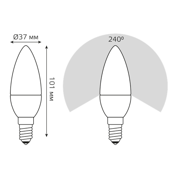 Изображение товара Лампа Gauss Elementary Candle E14 8W 6500K / 33138