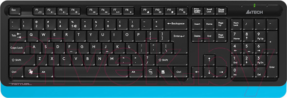 Изображение товара Комплект клавиатура и мышь A4Tech Wireless Desktop Fstyler / FG1010 (черный/синий)