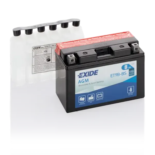 Изображение товара Мотоаккумулятор Exide ET9B-BS (8 А/ч)