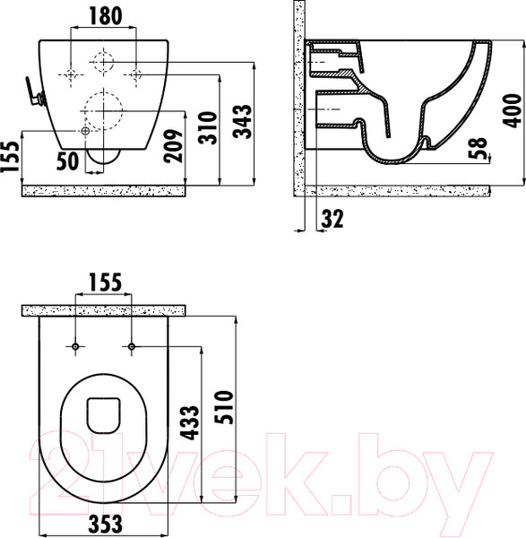 Изображение товара Унитаз подвесной Creavit Free FE322-34CB00E-0002