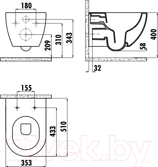 Изображение товара Унитаз подвесной Creavit Free FE322-11CB00E-0000