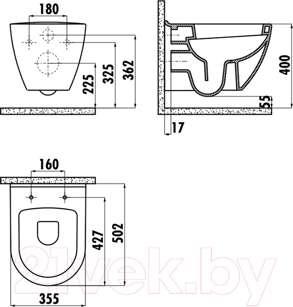 Изображение товара Унитаз подвесной Creavit Terra TP325-51CB00E-0000