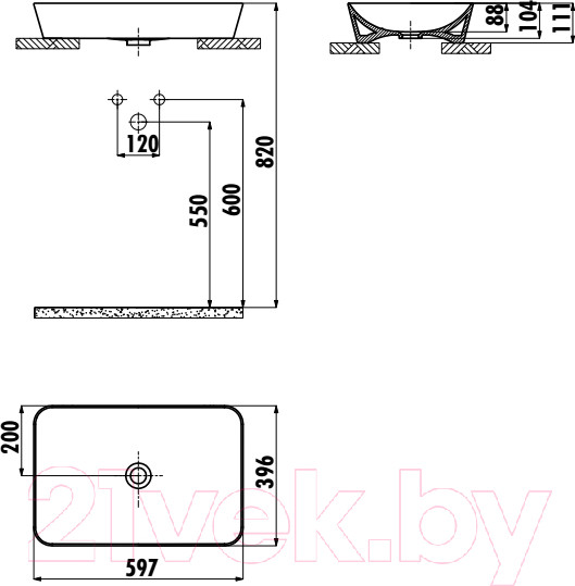 Изображение товара Умывальник Creavit Ultra 60 UL060-00CB00E-0000