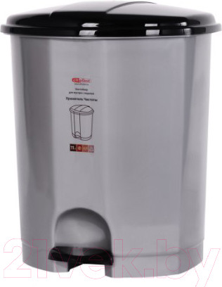 Изображение товара Мусорное ведро Эльфпласт EP031 с педалью (11л, серо-черный)