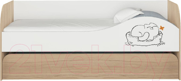 Изображение товара Двухъярусная выдвижная кровать детская Аквилон Кот № 900.1 правый (туя светлая/белый)