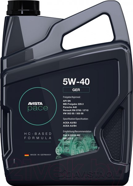 Изображение товара Моторное масло Avista Pace Ger 5W-40 / 153292 (4л)