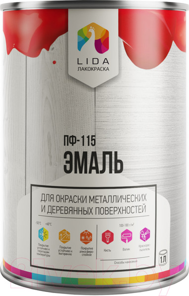 Изображение товара Эмаль Lida ПФ-115 (1.8кг, черный)