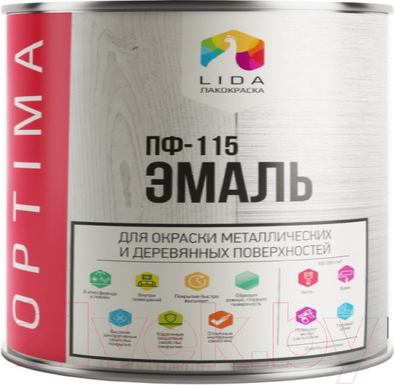 Изображение товара Эмаль Lida Optima ПФ-115 (2кг, черный)