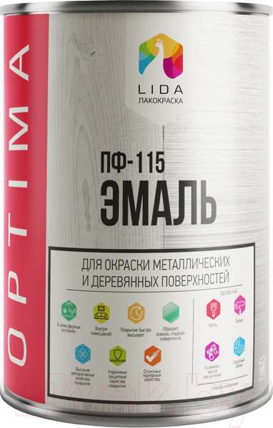 Изображение товара Эмаль Lida Optima ПФ-115 (1кг, черный)