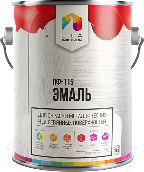 Изображение товара Эмаль Lida Optima ПФ-115 (20кг, серый)