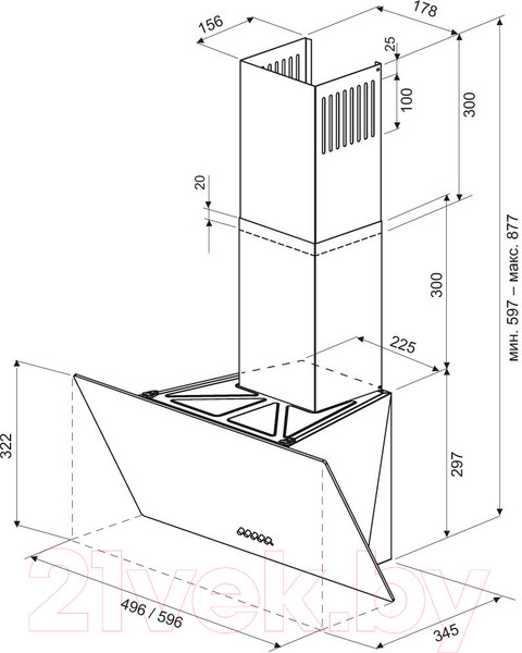 Изображение товара Вытяжка наклонная Krona Gabriele 500 Black PB / 00026740