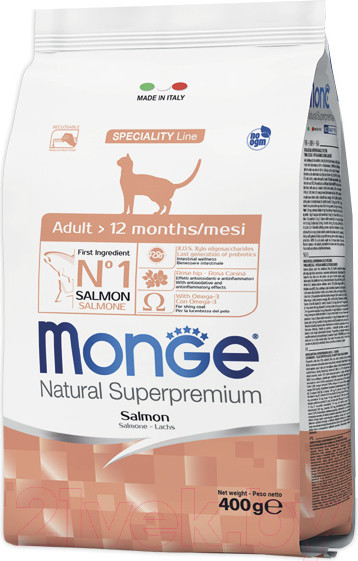 Изображение товара Сухой корм для кошек Monge Superpremium Adult Salmon (400г)